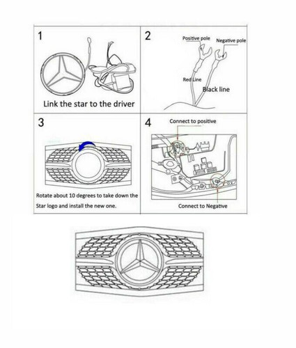 Fit For Mercedes-Benz Front Grille Star Emblem LED Light Illuminated Badge US - Picture 7 of 8