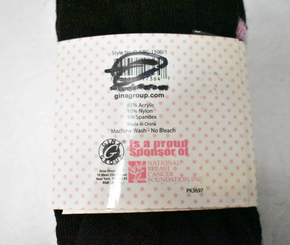 Calcetines Cancer Awareness Cinta Rosa Negro Hasta la Rodilla Para Mujer Nuevos Foto 4 de 4