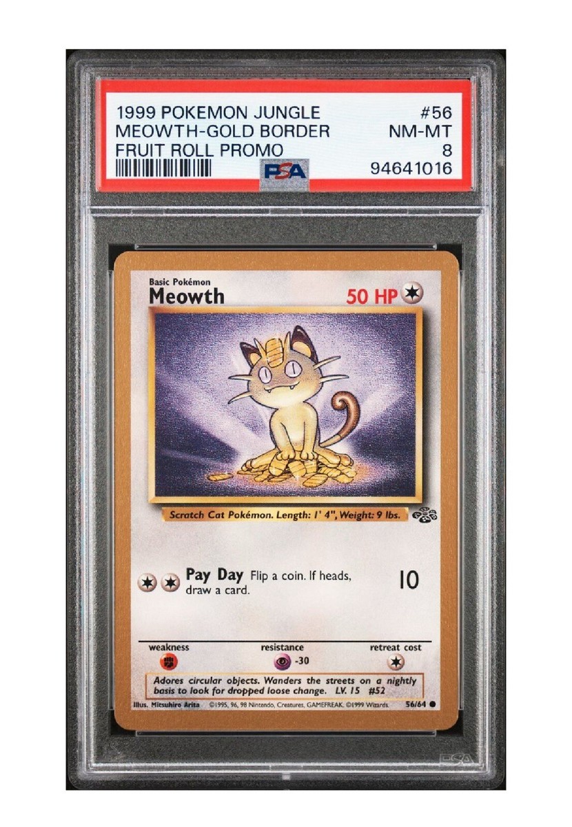 PSA 8 Near Mint Meowth Gold Border Exclusive Promo Pokemon Card