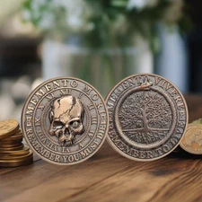 Momento Mori Coin - Memento Vivere Portable Pocket Wallet Stoicism Gift for him