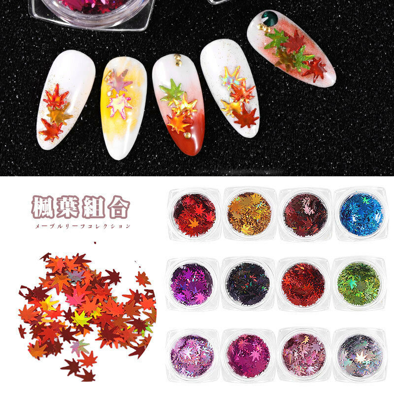 12 Colors Maple Leaf Design Glitter Direct sale of manufacturer Sequin Th Nail Art Max 58% OFF
