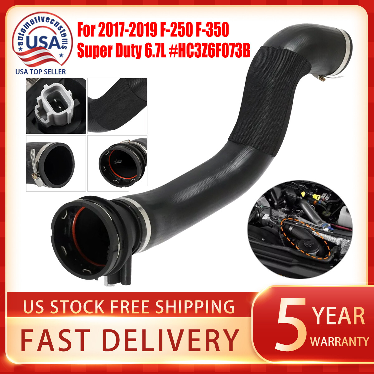 Intercooler to Turbo-Hose For 2017- 2019 F-250 / F-350 Super Duty / HC3Z6F073B