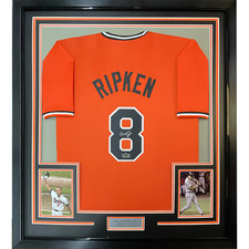 Framed Facsimile Autographed Cal Ripken Jr. 33x42 Reprint Laser Auto Jersey