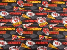 KANSAS CITY CHIEF  NEW DESIGN COLORS 44" WIDE 1 YARD PIECE 100% COTTON,