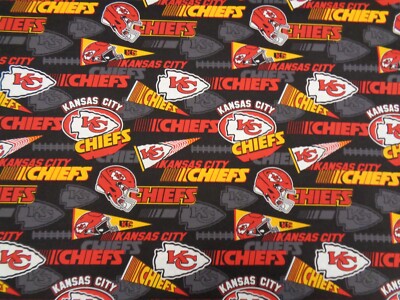 KANSAS CITY CHIEF  NEW DESIGN COLORS 44'' WIDE 1 YARD PIECE 100% COTTON,