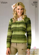 Stylecraft Knitting Pattern - Vision DK Yarn - SWEATER - 8590