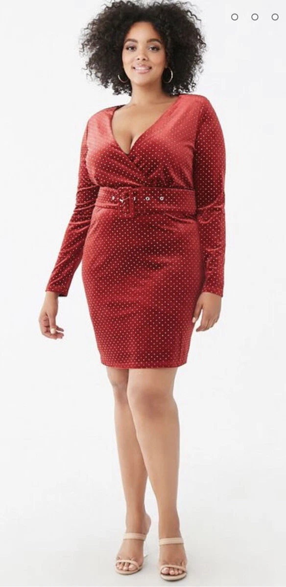 Forever 21 Plus Size Women s Burgundy Gold Studded Velvet Dress