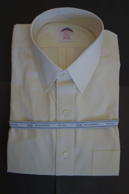 NWT Brooks Brothers 346 Yellow Pinpoint Oxford Cloth Point Collar Shirt 16-36/7 