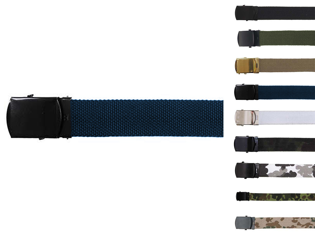 Thumbnail - Mfh Gürtel Mit Metallschloß Koppel Stoffgürtel Schwarz Oliv Blau Weiß