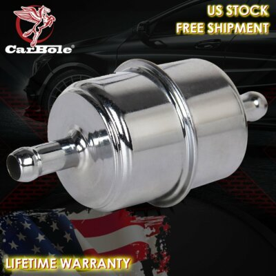#ad #ad Chrome Plated Fuel Filter Canister Inline For Chevy Ford 3 8‘’ in Hose High Flow $8.99