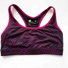 Xersion Sports Bra Womens L Pink Black Racerback Medium Support Stretch Active