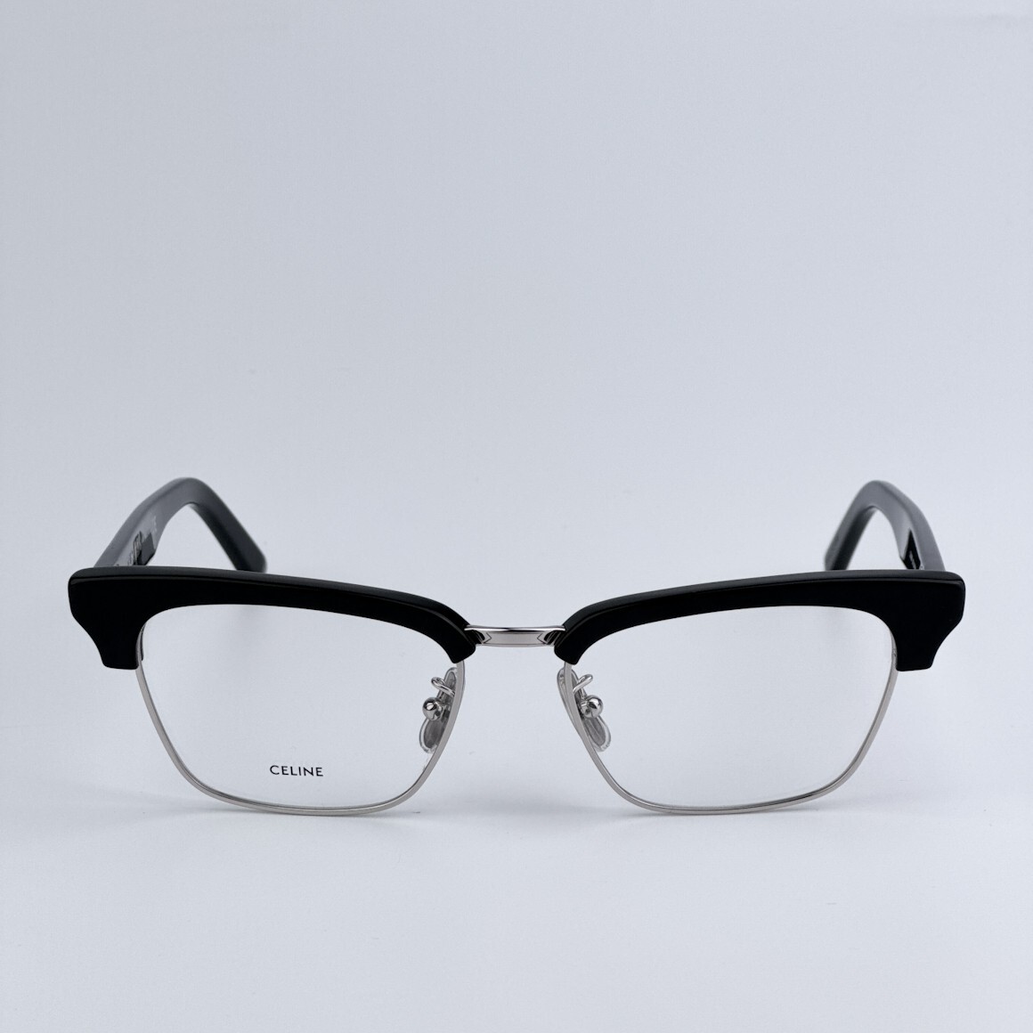 Celine Men Eyeglasses Shiny Palladium Black Demo Square CL50026U