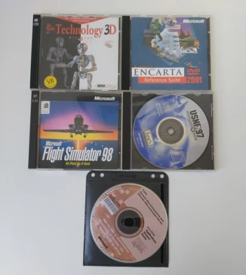 Microsoft Encarta Reference Suite 2001 + 5 late 90s CD Rom Titles MS Office Pro - Image 1 of 4