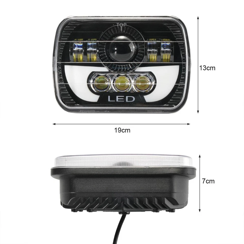 Projector 7x6" 5x7" LED Headlights Hi/Lo DRL for Toyota Nissan Pickup Hardbody - Image 2 of 4