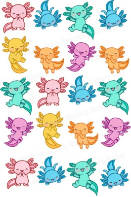 Axolotl Cupcake Topper Party Deko essbar Geburtstag Aufsteller Feier Torte süß