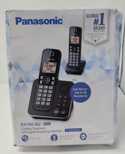 Panasonic KX-TGC362B 2-Handset Cordless Phone with Answer Machine - Afbeelding 1 van 10