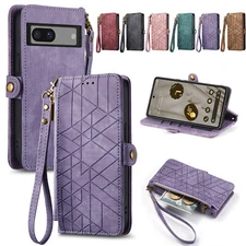 Case For Google Pixel 8 Pro 7A 6A Luxury Zipper Wallet Card Leather Phone Cover