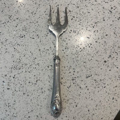 Antike Splitterplatte Fleisch Serviergabel 22 cm HA EA FA