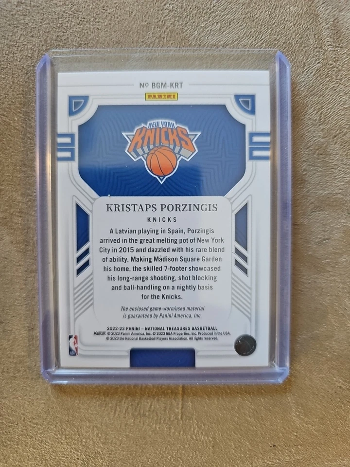 2022-23 Panini National Treasures Biography Materials Kristaps Porzingis 99/99 - Image 2 of 2