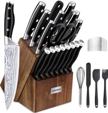 Professional Kitchen Knife Set with Block Wooden German Stainless Steel 23 Pcs