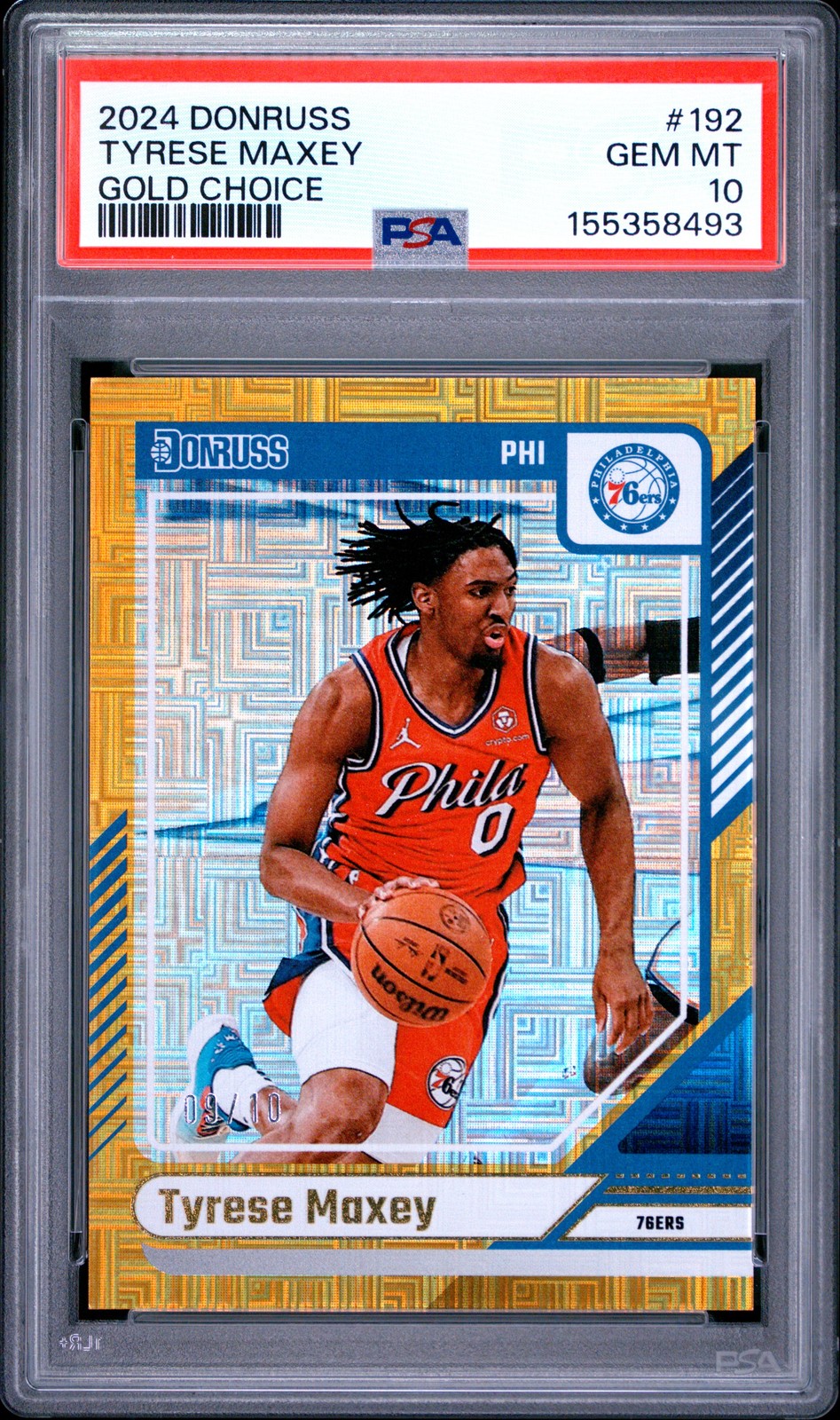 2024 PANINI DONRUSS GOLD CHOICE #192 TYRESE MAXEY 9/10 PSA 10