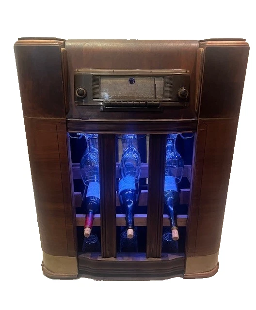 1940s Upcycled Mahagony Art Deco Vintage Antique Liquore Bar Wine Cabinet - Image 2 of 4