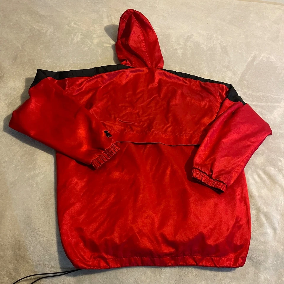 Chaqueta cortavientos vintage Starter Anorak roja negra para hombre talla L pulóver con capucha Foto 2 de 4