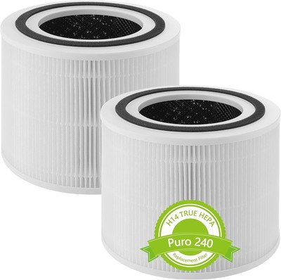 2 Pack H14 True HEPA Replacement Filter for Puro 240 Air Purifier, 3-in-1... 