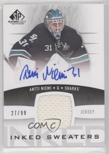 2013-14 SP Game Used Edition Inked Sweaters 27/99 Antti Niemi #IS-AN Auto 4p5
