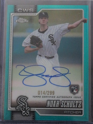 2026 Topps Chrome Rookie Auto #RA-NS Noah Schultz Aqua Refractor /299 White Sox