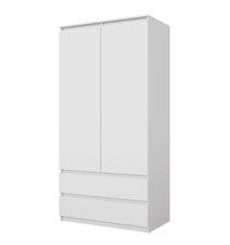 CONVAD Kleiderschrank Weiss matt 2 Türen 2 Schubladen