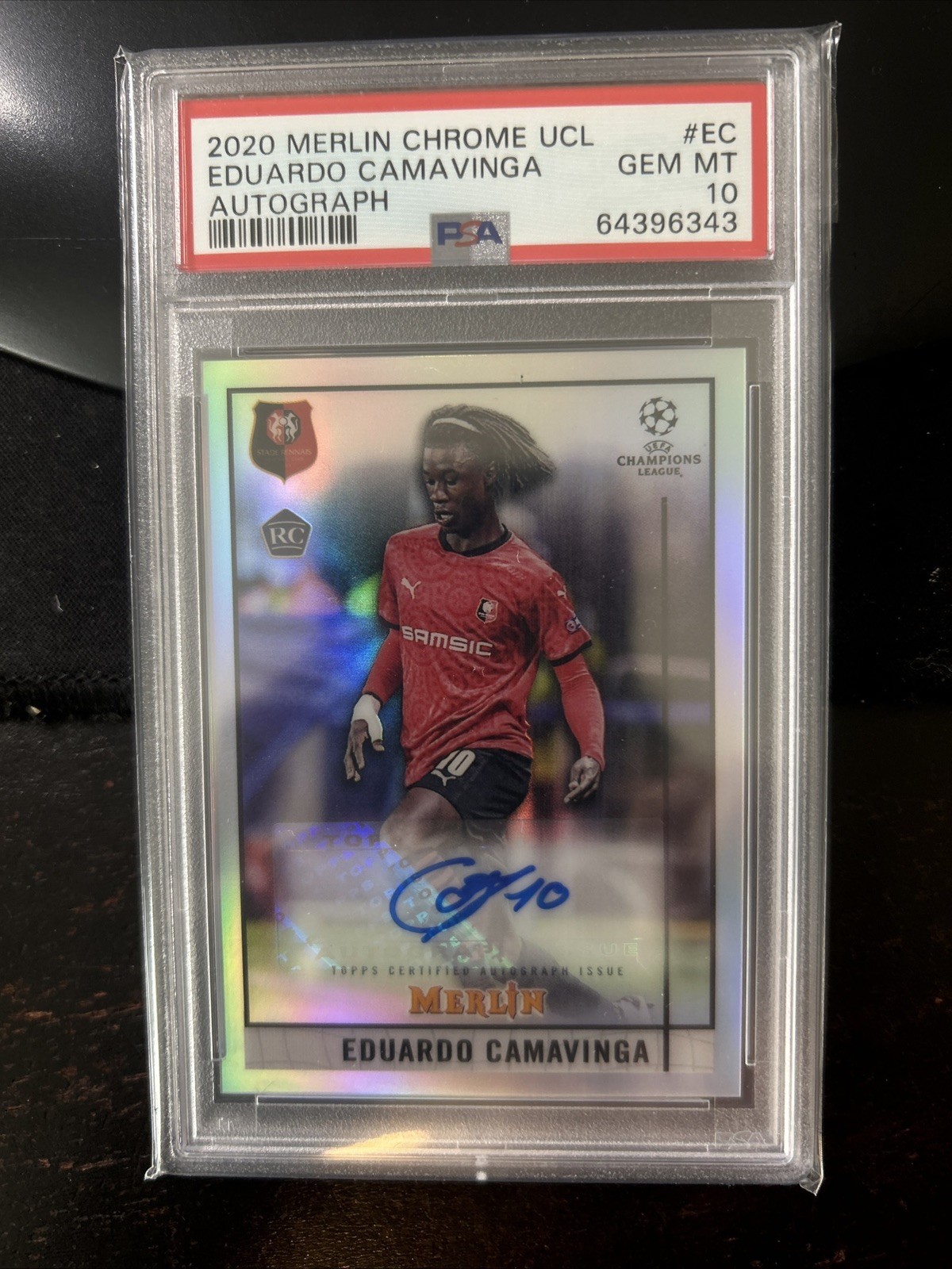 2020-21 Topps Merlin Chrome UEFA Eduardo Camavinga Auto RC Rookie PSA 10 N