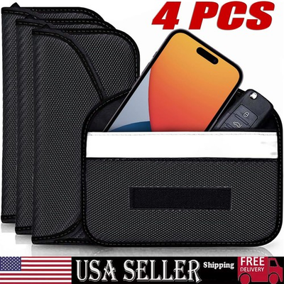 #ad #ad 4 Pack Faraday Bag Cell Phone Wallet Blocker Radiation Signal Shielding Case $12.59