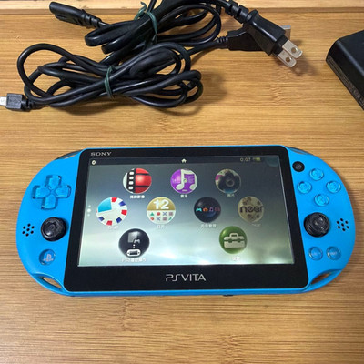 Sony PlayStation Vita Blue Handheld Console PCH-2000 Wi-Fi Japan Charger 0160