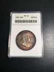 1950 P ANACS MS 64 50C Franklin Half Dollar TONED IN OLD SOAPBOX HOLDER
