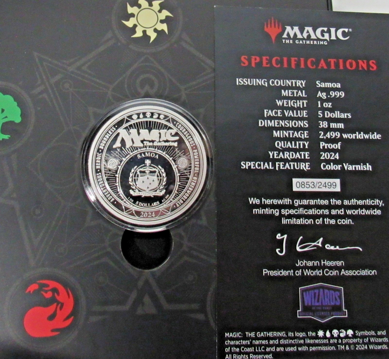 2024 Samoa Magic The Gathering Black Lotus Beta 1oz Silver Coin W/ COA 0853/2499 view 3