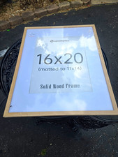 Upsimples 16x20 Solid Wood Matted Picture Frame 11x14 Opening Brown Hanging