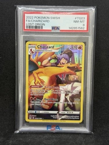 2022 Pokémon SWSH FA/CHARIZARD LOST ORIGIN TG03/TG30 Psa 8