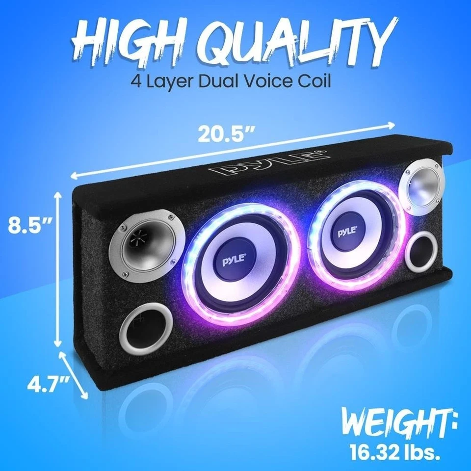 Sistema de caja de subwoofer doble para audio de coche, graves profundos, diseño compacto Foto 3 de 4