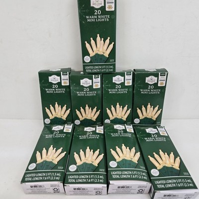 Holiday Time - 20 LED Warm White Mini Lights Green Wire 5 ft Long X9