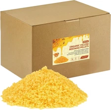 Miccai Yellow Natural Beeswax Pellets 5LB, Organic Beeswax, Beeswax for Candle M