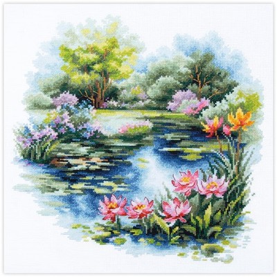 Magic Needle Kreuzstich Stickpackung ''Der Seerosenteich'', Zählmuster, 26x26cm