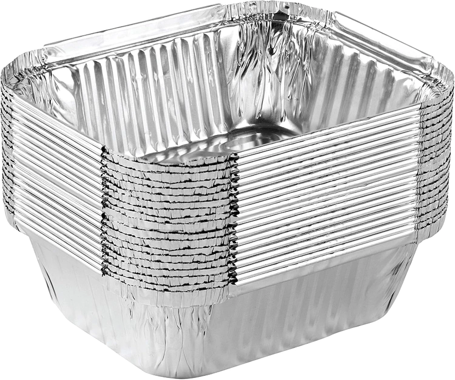 Disposable 1 LB Aluminum Takeout Tin Foil Baking Pans 5'' X 6'' X 2'' Inch Bakew