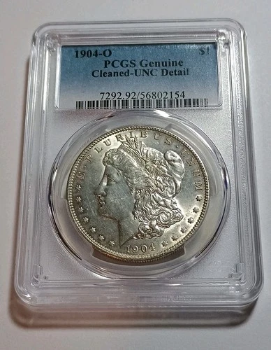 1904-O Morgan Silver Dollar $1 PCGS Genuine Cleaned - UNC Detail