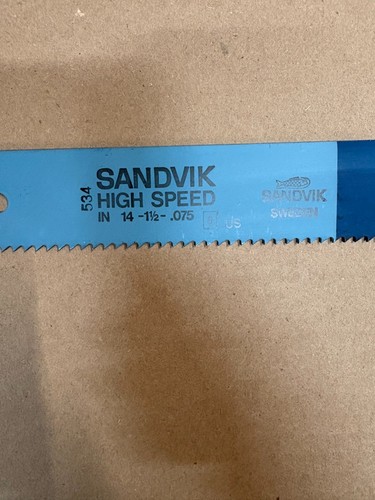 10pc- 14" X 1-1/2 X .075 X 6T POWER HACK SAW BLADE SANDVIK HIGH SPEED STEEL