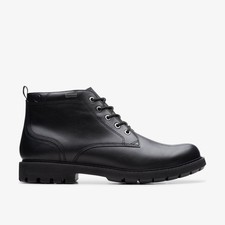 Clarks Mens Batcombe Mix GORE-TEX Black Leather Ankle Boots,Lace Up Leather