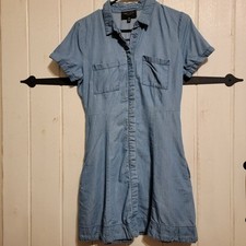 Romeo + Juliet Womens Dress Chambray Blue Button Fron Romantic Size Medium