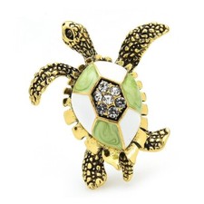 Green Enamel Sea Turtle Brooch  Animal Brooch Pins Jewelry Gift