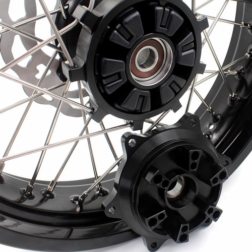 KKE 17" Supermoto CUSH Drive Wheels Black Fit Suzuki DR650SE 1996-2024 Discs - Picture 7 of 12