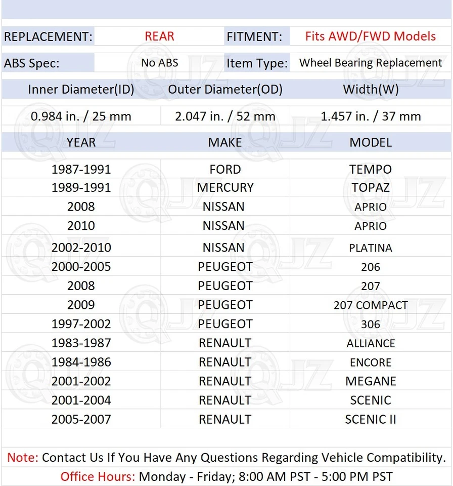 [TRASERO (Cantidad.1)] 513001 Cojinete de rueda nuevo [52 mm OD] para Renault Scenic 2001-2004 Foto 2 de 4